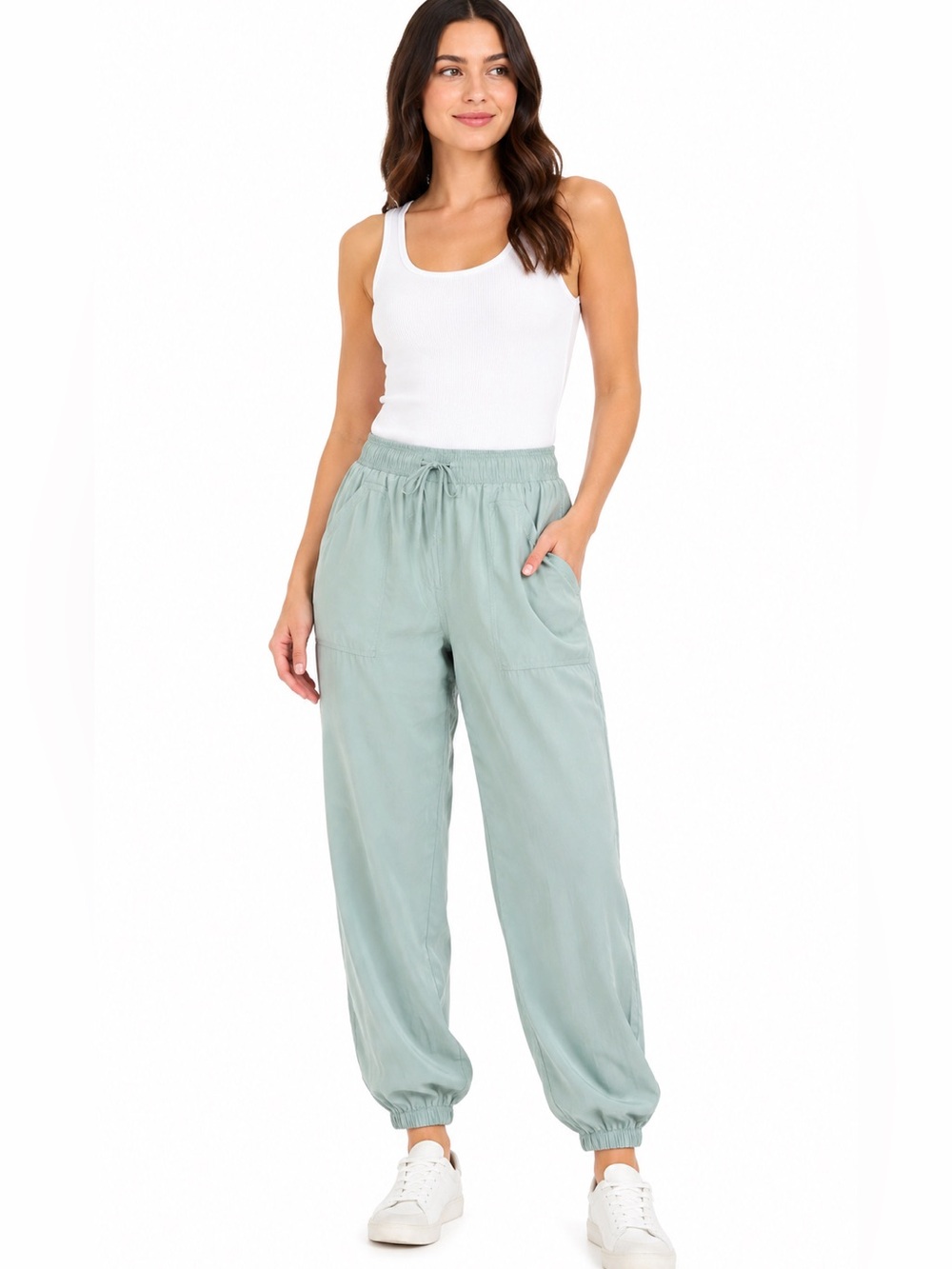 NWT Abercrombie & Fitch Satin Jogger Pants Seafoam Green Size Large